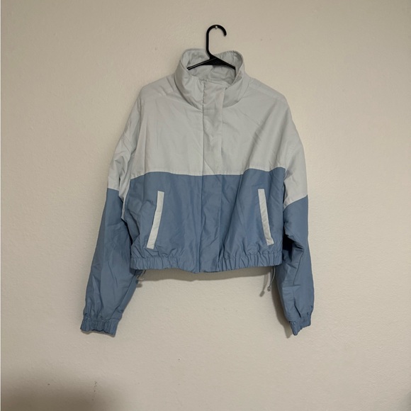 PacSun Two-Tone Sky Blue Cropped Bomber Jacket - Picture 3 of 6
